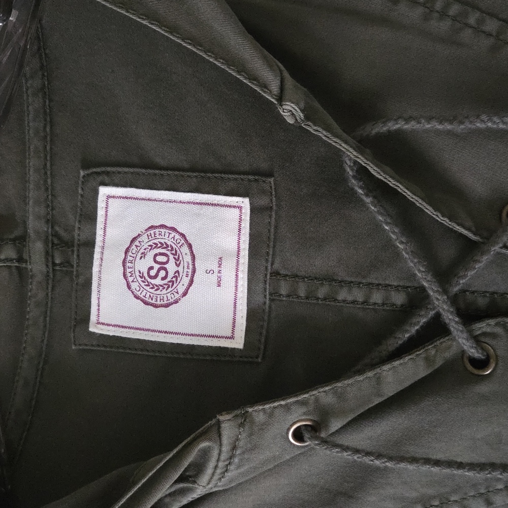 Olive Green Hooded Pullover Utility Jacket - Picture 2 of 7